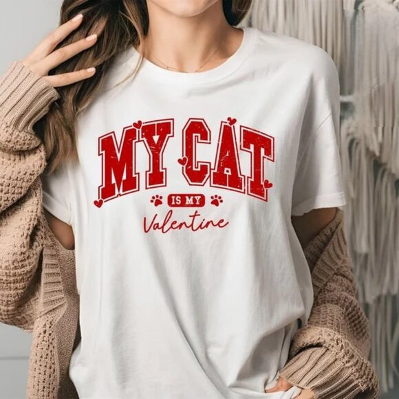 Tops - Cat Valentine T-shirt, Cat Lovers Shirt, Valentine Cat Lover